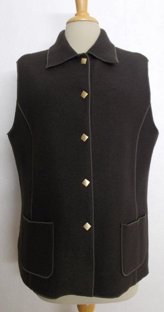 Mooi donkerbruin 100% wollen gilet/vest! 40, Maat 38/40 (M), Bruin, Verzenden, Zo goed als nieuw