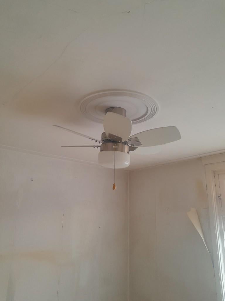 Vintage plafond ventilator lamp, Huis en Inrichting, Lampen | Plafondlampen, Gebruikt, Glas, Kunststof, Metaal, Ophalen