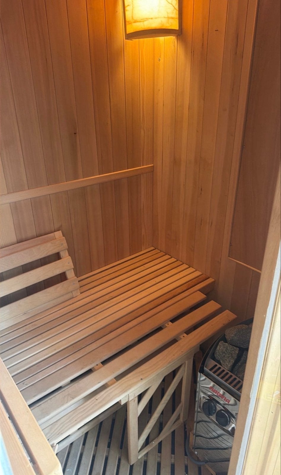 Sauna 2/3 personen met Harvia 6KW kachel (gedemonteerd), Ophalen, Gebruikt, Fins of Traditioneel, Complete sauna