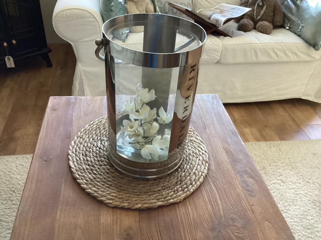 Riverdale Windlicht Glas Zilver - 38 cm Hoog, Ophalen, Zo goed als nieuw, Zilver, Glas