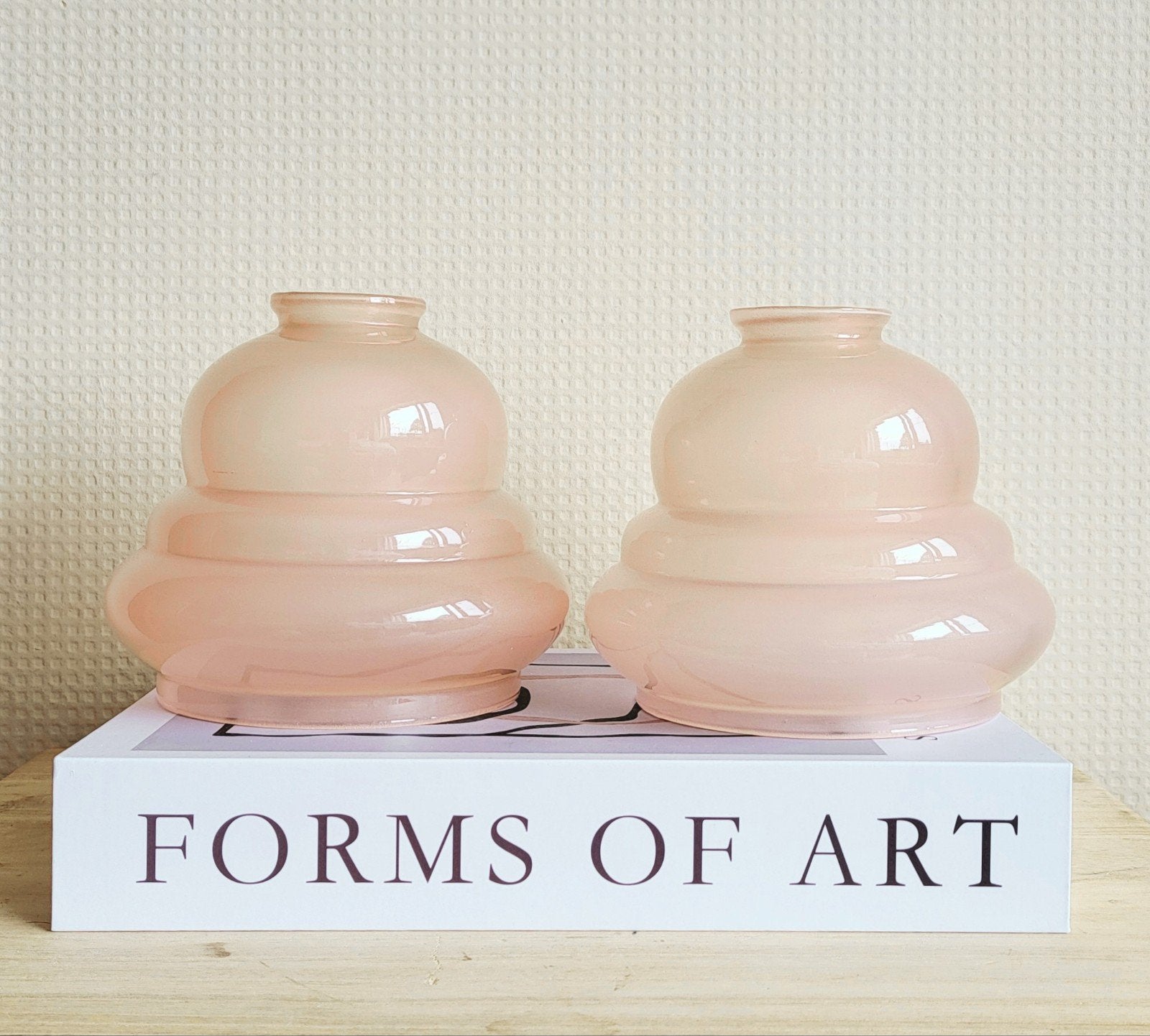 Prachtige set van 2 vintage roze glazen lampenkapjes!, Antiek en Kunst, Ophalen of Verzenden