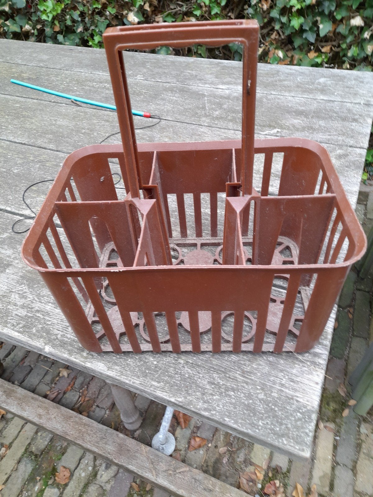 Vintage Bruine Flessenhouder / Flessenrek, Ophalen, Kunststof, Bruin, Overige typen