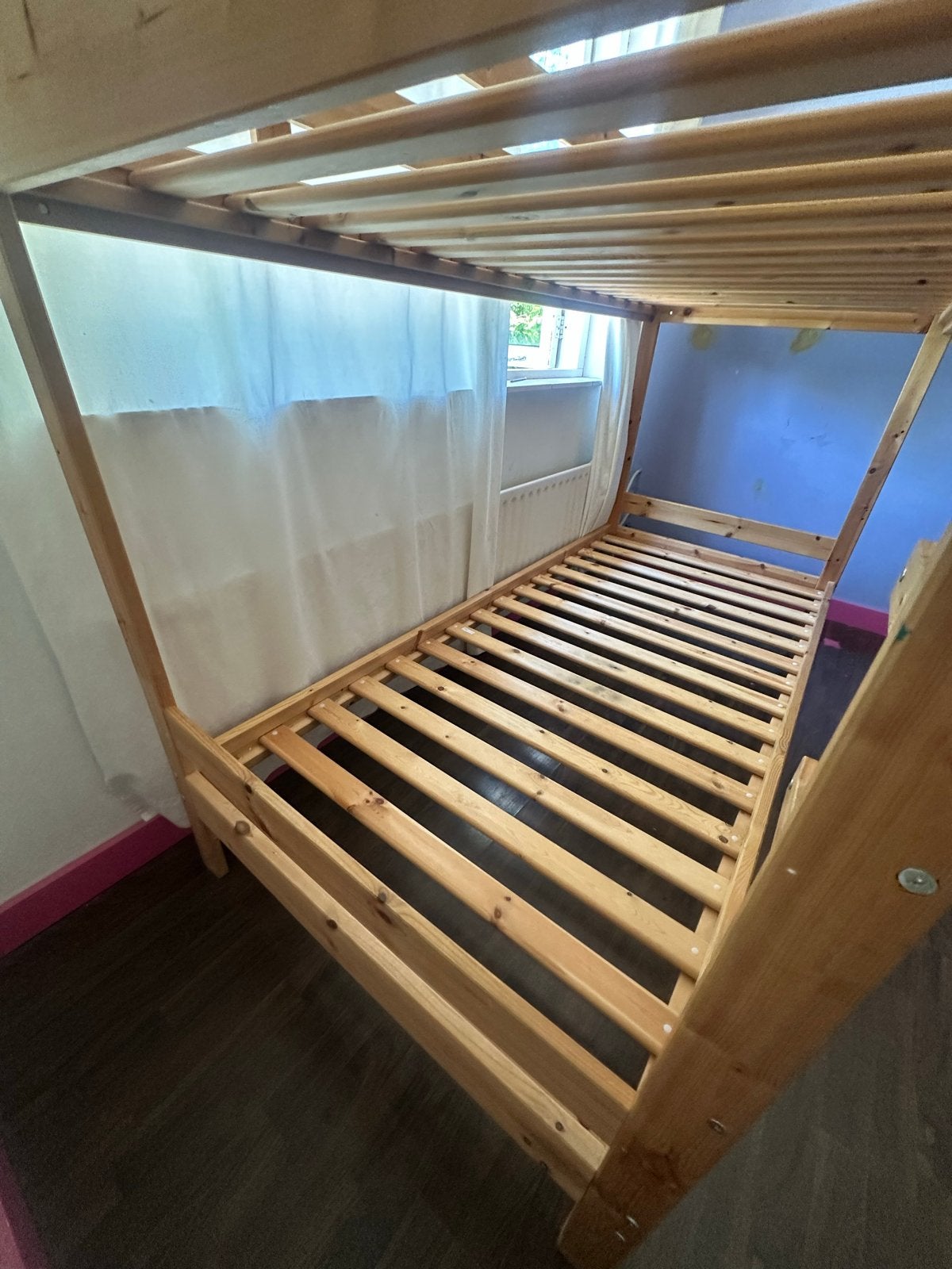 Stevig houten stapelbed - Ideaal voor kinderkamer, Ophalen, 100 cm, 210 cm, Minder dan 160 cm