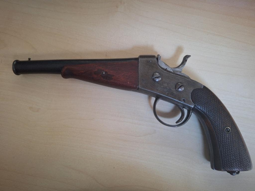 Antiek rolling block zwartkruit pistool, Antiek en Kunst, Ophalen of Verzenden