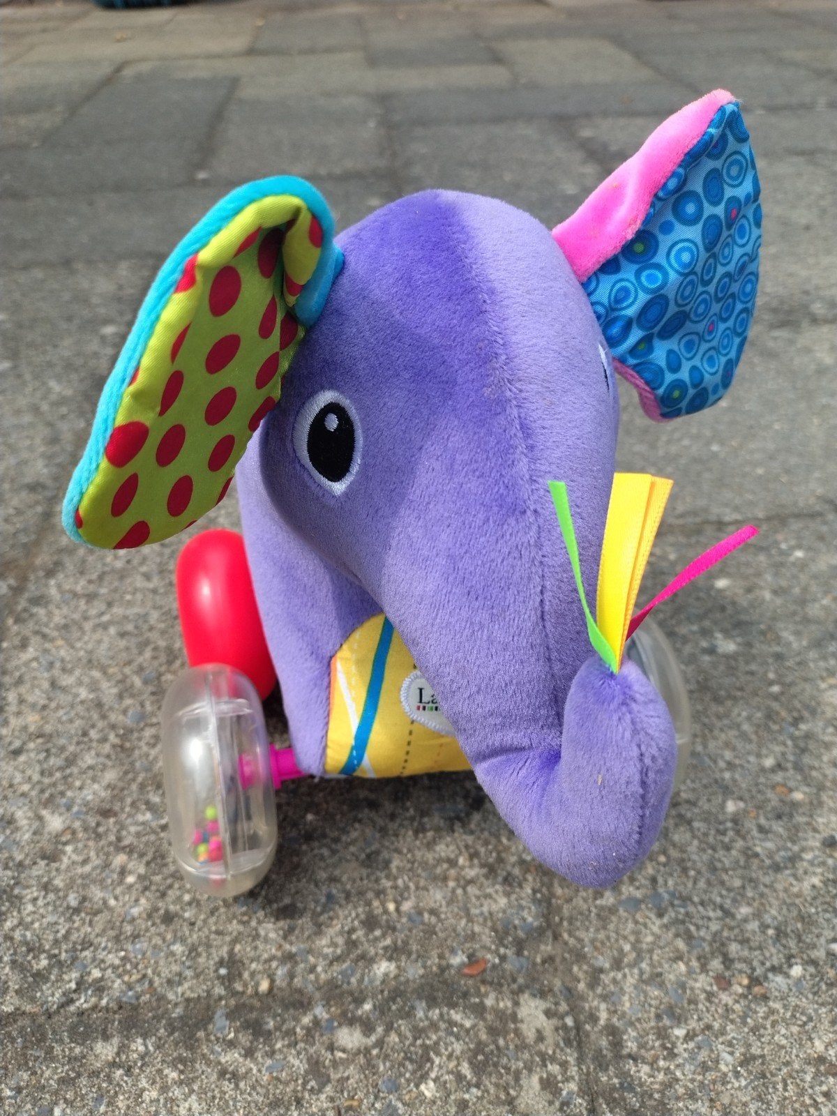 Vrolijke Olifant Rammelaar met Wieltjes, Ophalen of Verzenden, Zo goed als nieuw, Rammelaar, Met geluid