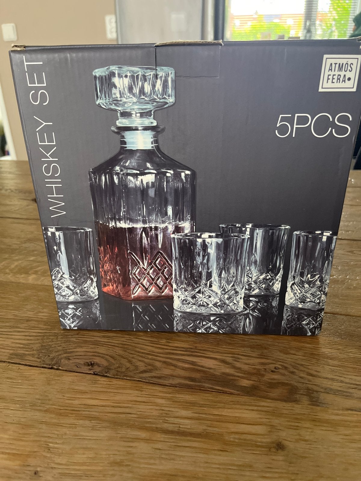 Nieuwe Atmosfera Whiskey Set - Karaf en 4 Glazen, Nieuw, Ophalen of Verzenden, Overige merken, Glas