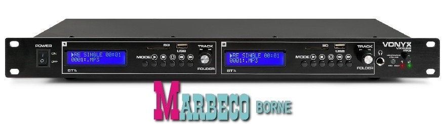 Mediaspeler, Twin mediaplayer, USB, SD, Bluetooth, 19 inch, Vonyx, Nieuw, Zonder harde schijf, USB 2