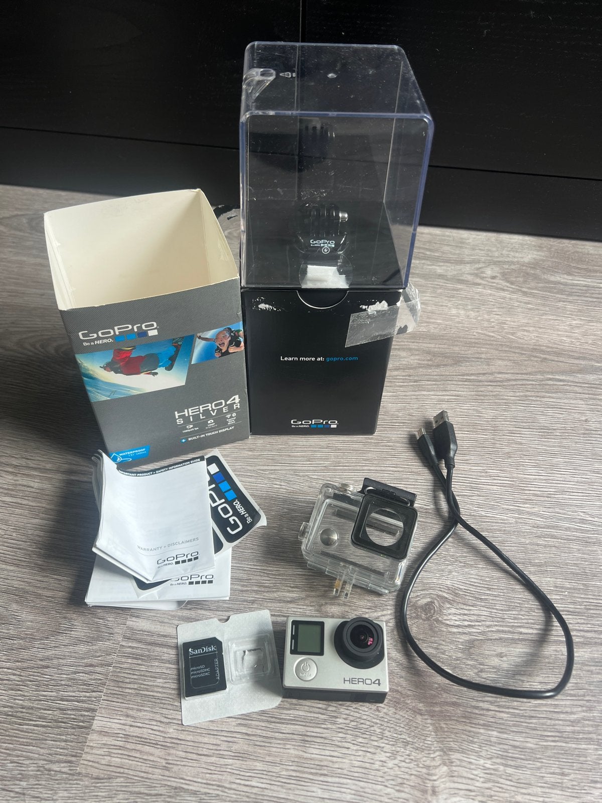 GoPro Hero 4 Silver met accessoires en 64GB SD-kaart, Audio, Tv en Foto, Actiecamera's, Ophalen of Verzenden, Gebruikt, GoPro