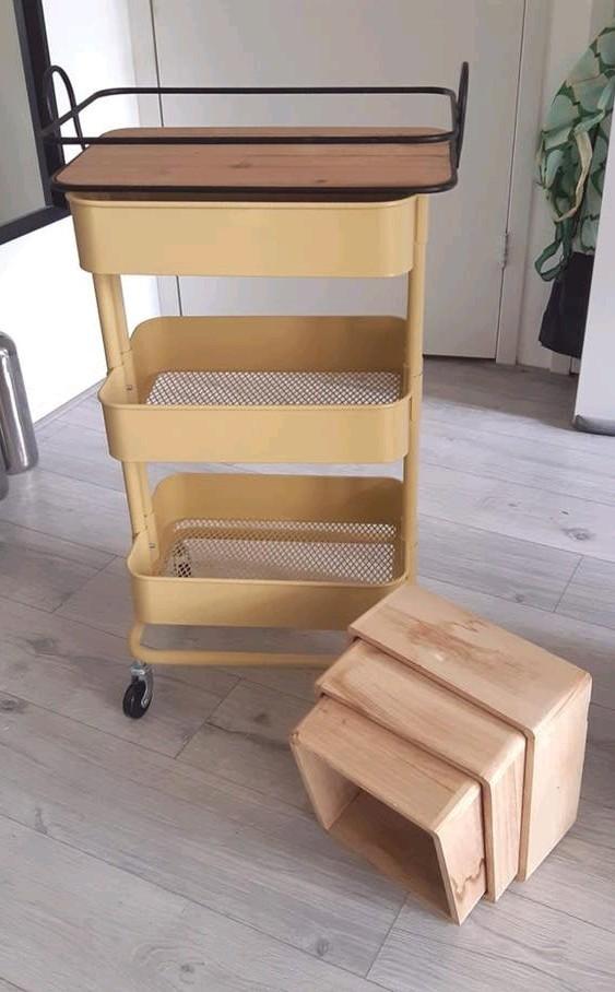 Ikea  Raskog trolley roltafel + dienblad  ( nwpr € 79), Ophalen, Boho, Zo goed als nieuw, Metaal