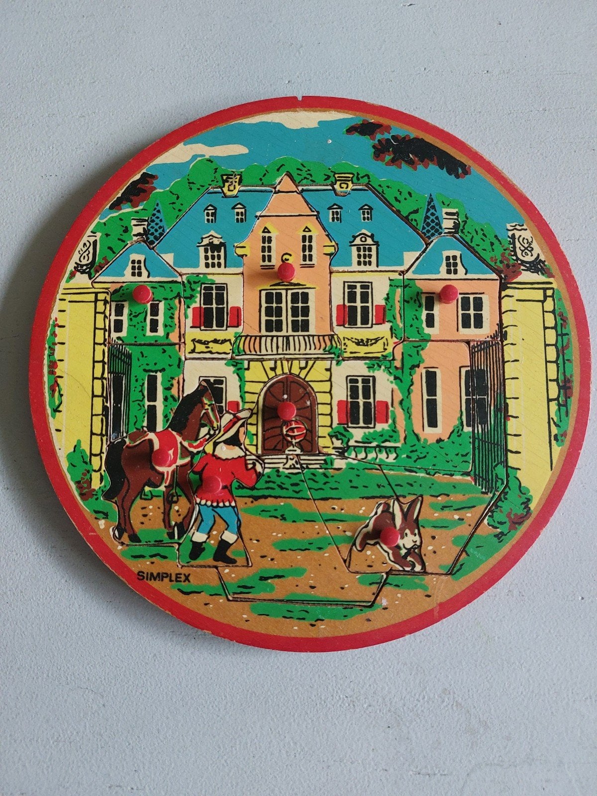 Vintage Simplex houten puzzel kasteel, Ophalen of Verzenden, Gebruikt
