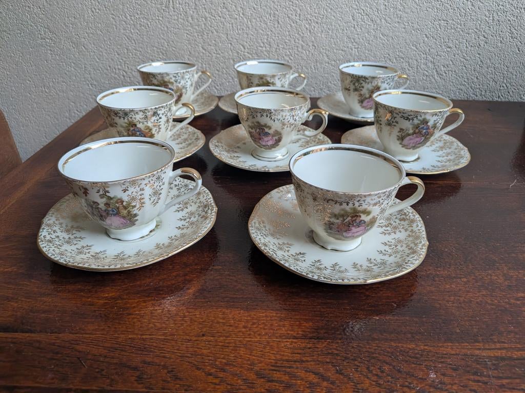 Set van 8 vintage porseleinen kop en schotels Winterling, Antiek en Kunst, Ophalen