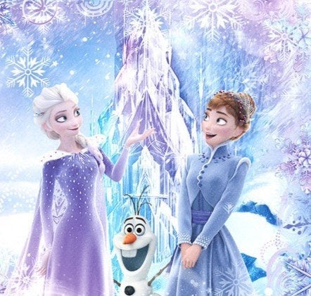 Servet blauw Disney Frozen met Anna, Elsa en Olaf 33 x 33 cm, Film en tv, ., Nieuw, Ophalen of Verzenden