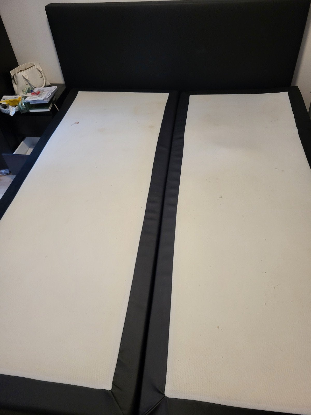 Boxspring met topper 160x200 - Gebruikssporen, Ophalen, Gebruikt, Zwart, Tweepersoons