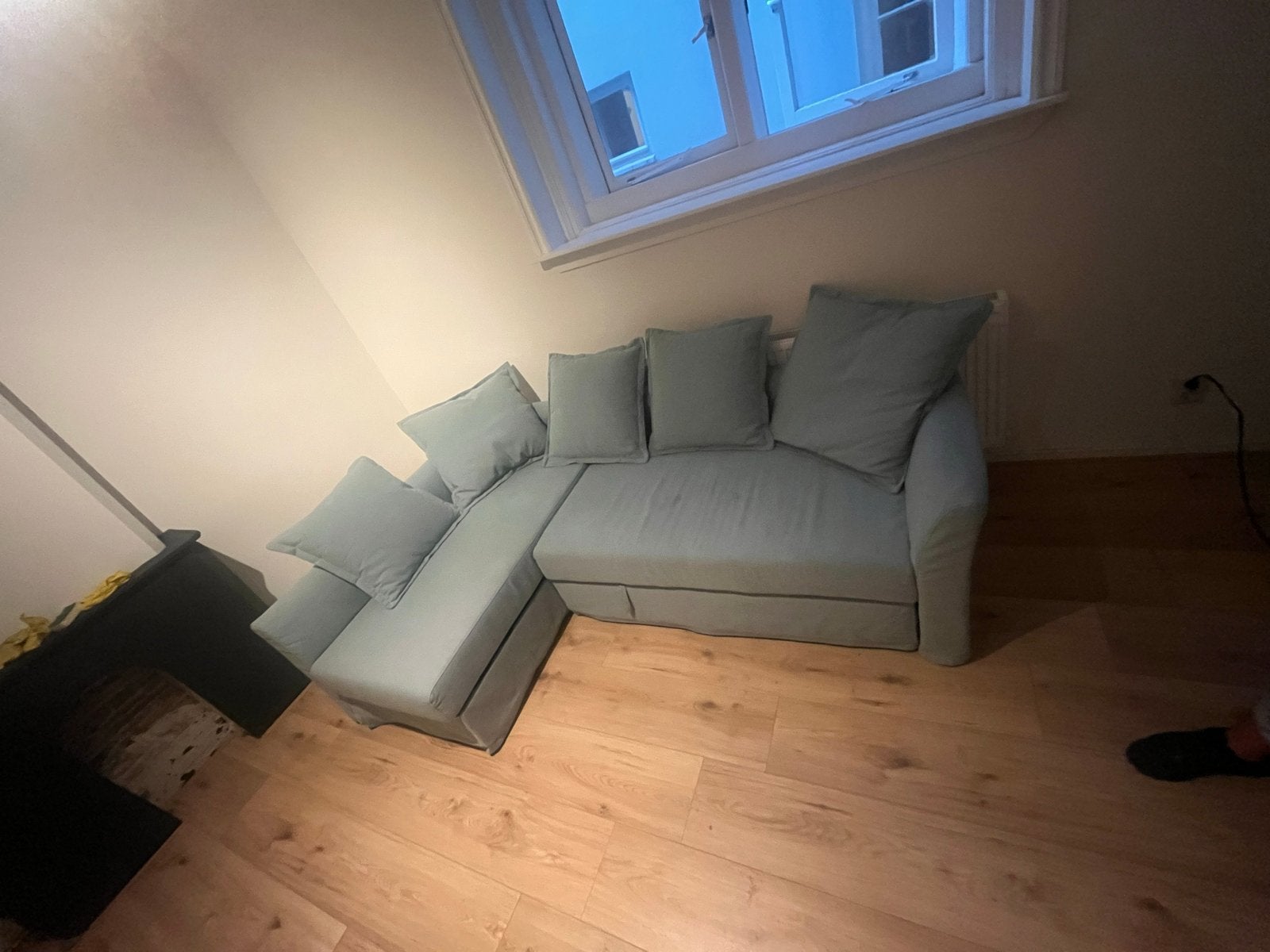 IKEA HOLMSUND slaapbank met opberg vak - Zeer goede staat, Gebruikt, Blauw, Tweepersoons, Ophalen of Verzenden