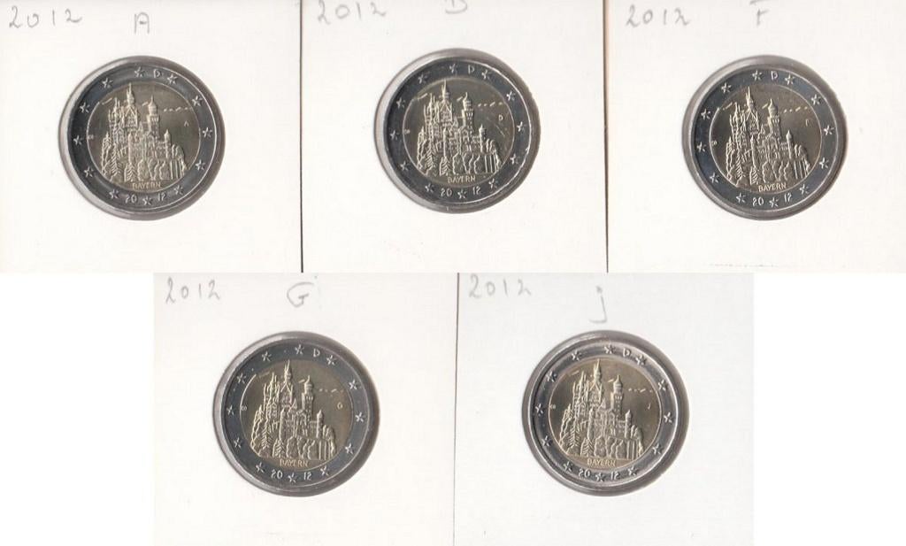 Duitsland 2 Euro Set "Kasteel Neuschwannstein Bayern" 2012, Postzegels en Munten, Munten | Europa | Euromunten, Ophalen of Verzenden