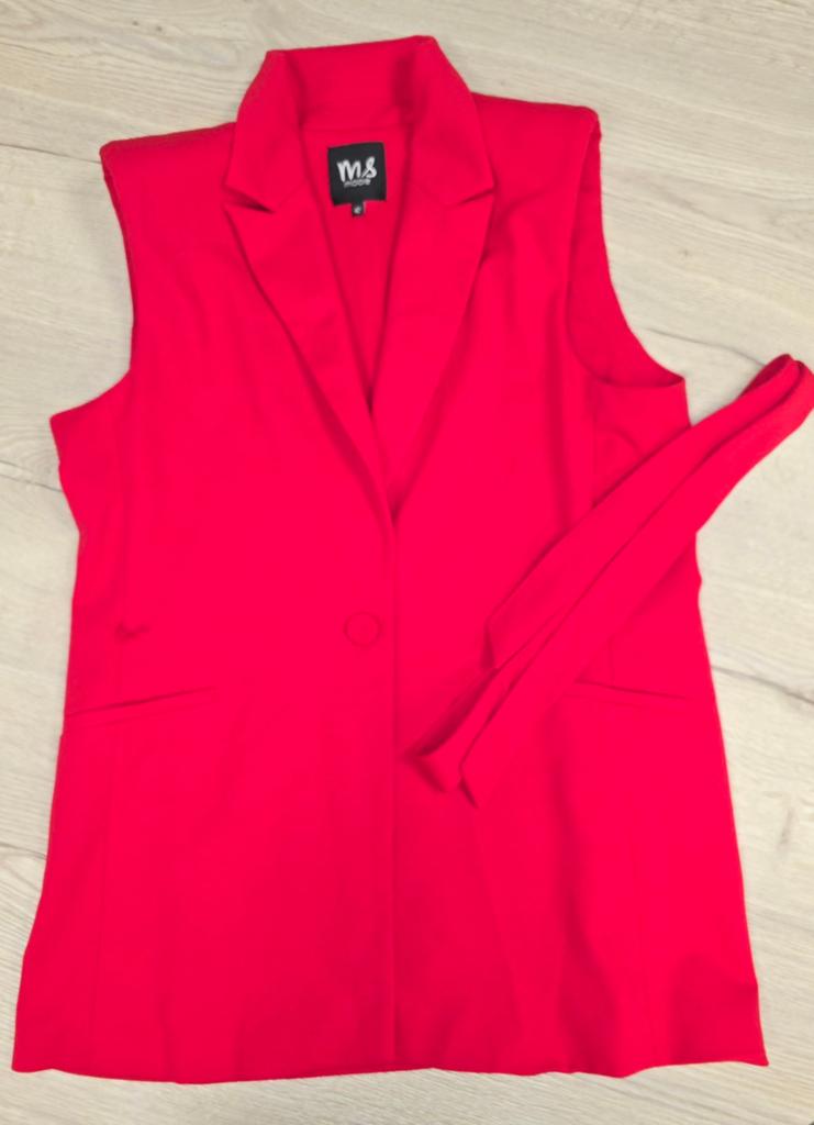 MS Mode rode mouwloze blazer maat 42, Verzenden, Maat 42/44 (L), Zo goed als nieuw, MS Mode