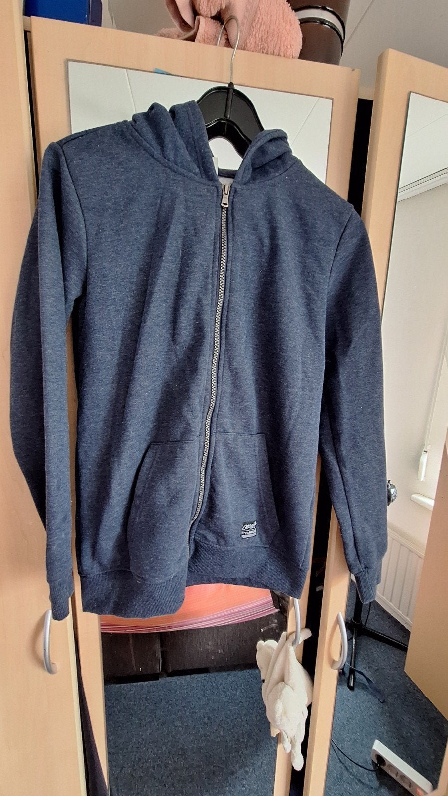 Donkerblauwe hoodie met rits, maat 158/164, Kinderen en Baby's, Kinderkleding | Maat 164, Ophalen of Verzenden, Gebruikt, Jongen of Meisje