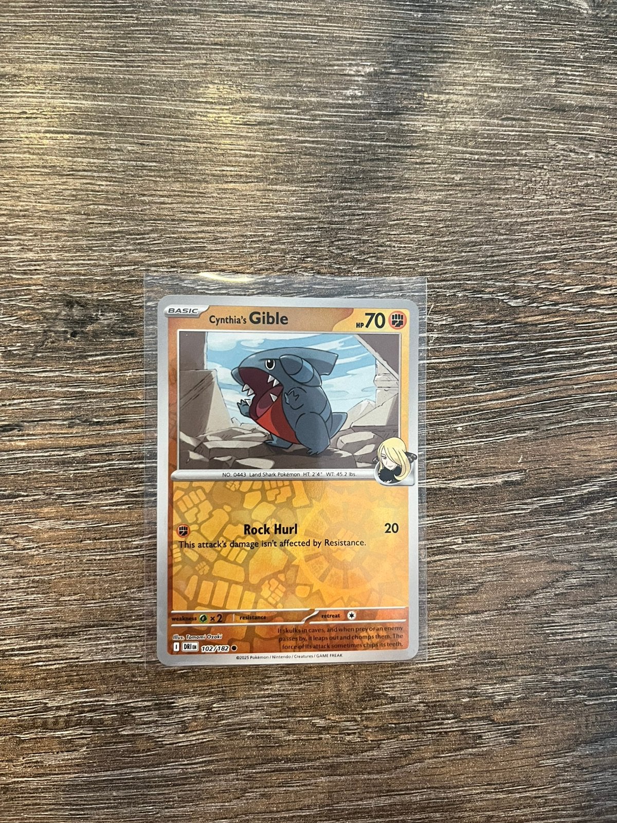 Cynthia’s Gible DRI 102/182 reverse holo, Ophalen of Verzenden, Zo goed als nieuw