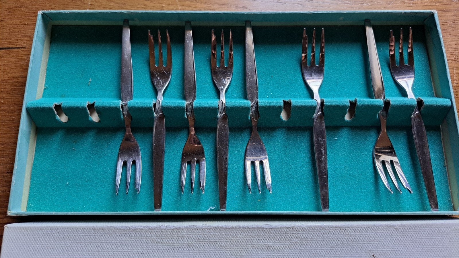 Verzilverde gebaksvorkjes van Sola Massief, Antiek en Kunst, Ophalen of Verzenden