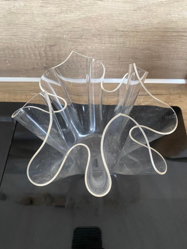 Vintage “fazzoletto” zakdoekvaas jaren ‘60/‘70, Huis en Inrichting, Overige kleuren, Ophalen of Verzenden, Minder dan 50 cm, Glas