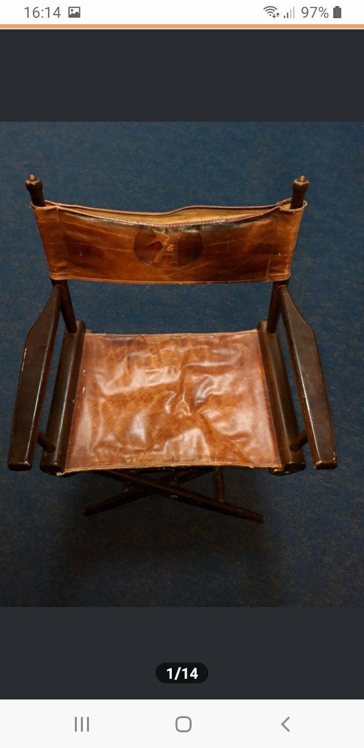 Vintage Regisseursstoel Leer - Uniek Design, Antiek en Kunst, Antiek | Meubels | Stoelen en Banken, Ophalen of Verzenden