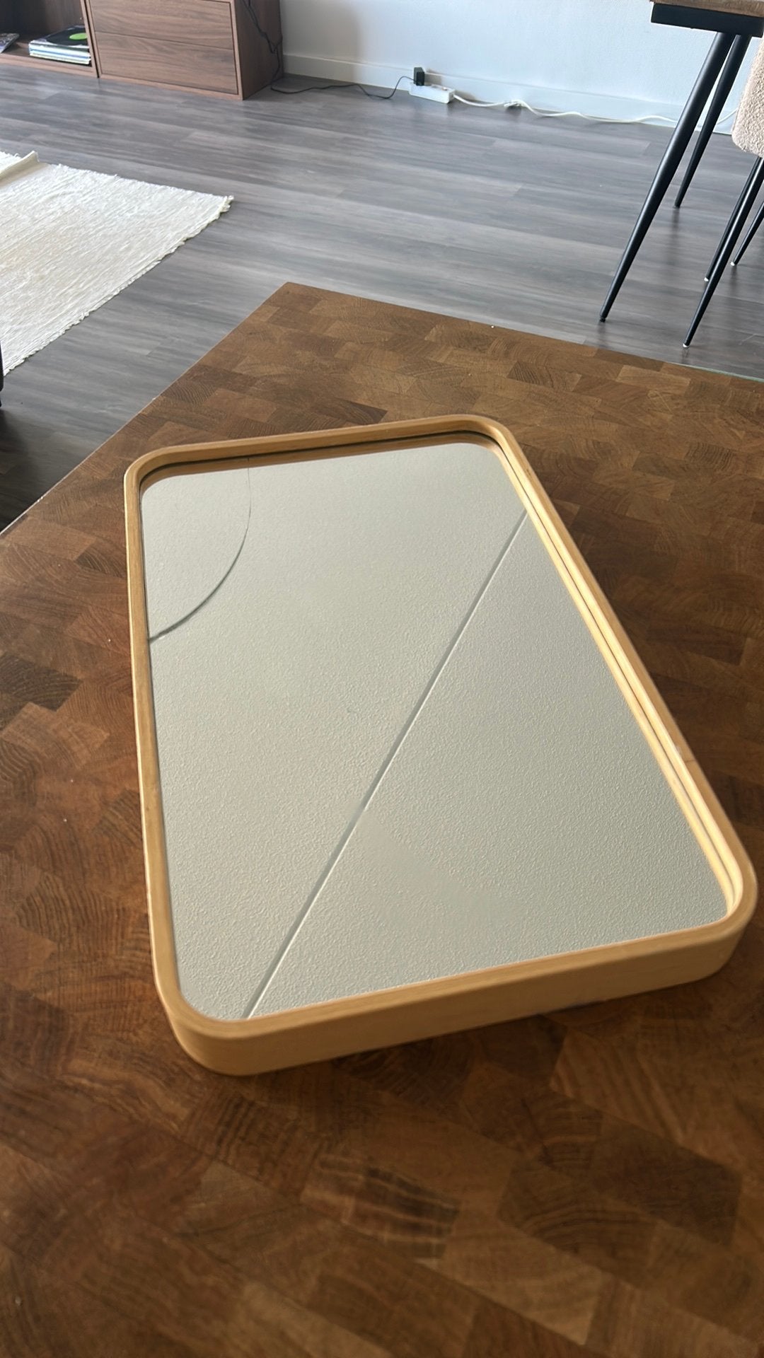 Spiegel met barstje, Huis en Inrichting, Woonaccessoires | Spiegels, Ophalen, Minder dan 50 cm, Zo goed als nieuw, Minder dan 100 cm