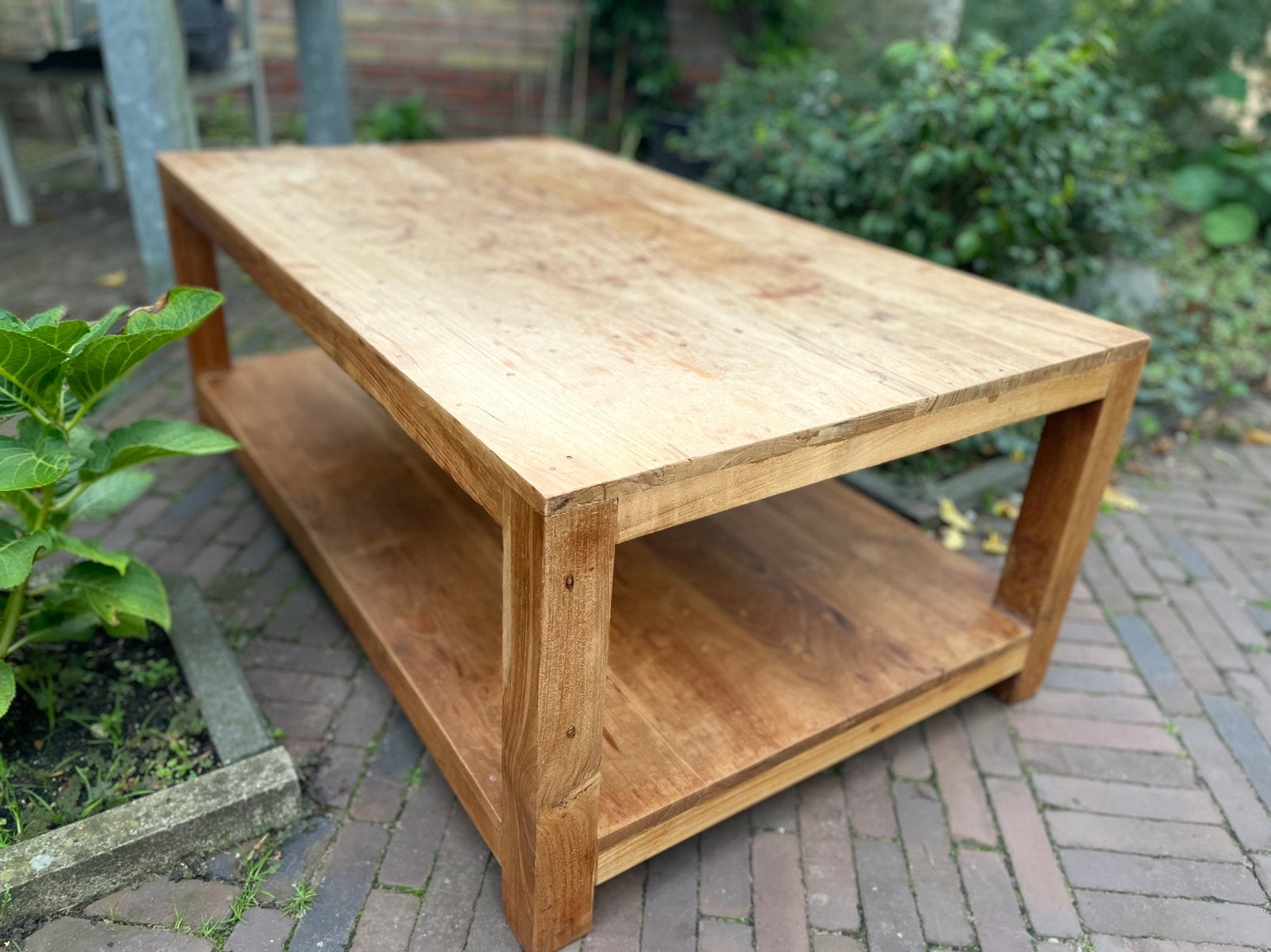 SALONTAFEL massief Teakhout, Huis en Inrichting, Gebruikt, 100 tot 150 cm, Teakhout, 50 tot 100 cm