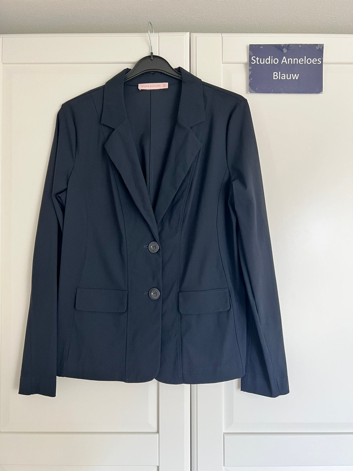 Studio anneloes clean blazer M donkerblauw heavy travelstof, Maat 38/40 (M), Blauw, Ophalen of Verzenden, Zo goed als nieuw