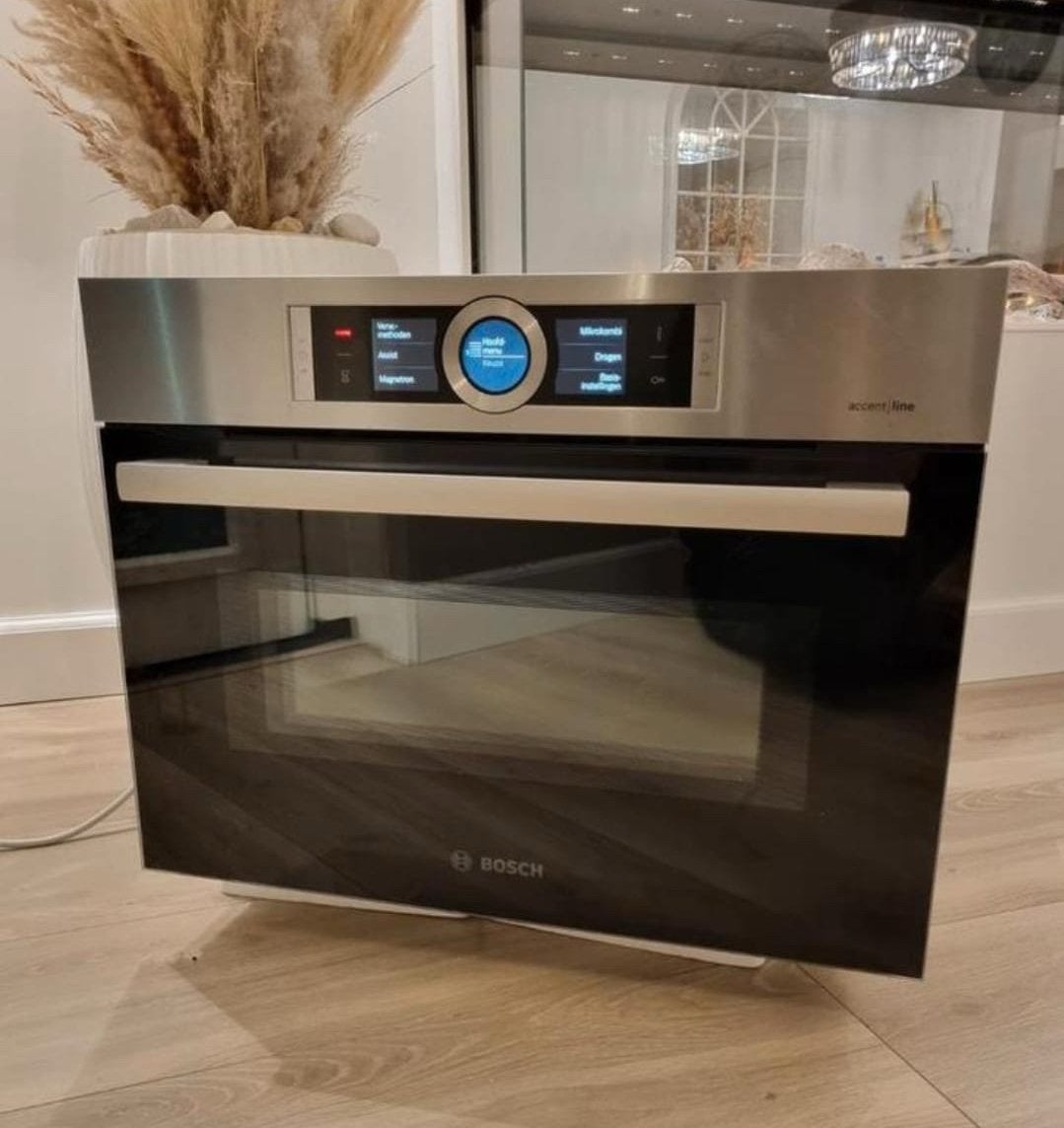 luxe Bosch combi Oven Magnetron, Ophalen, Hete lucht, Zo goed als nieuw, Inbouw