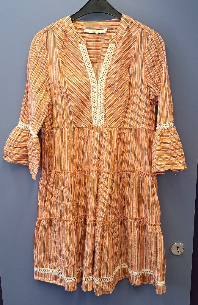 Aaiko streepjurk maat S oranje/bordeaux glitter artnr 48754, Kleding | Dames, Jurken, Aaiko, Aaiko, ., Oranje