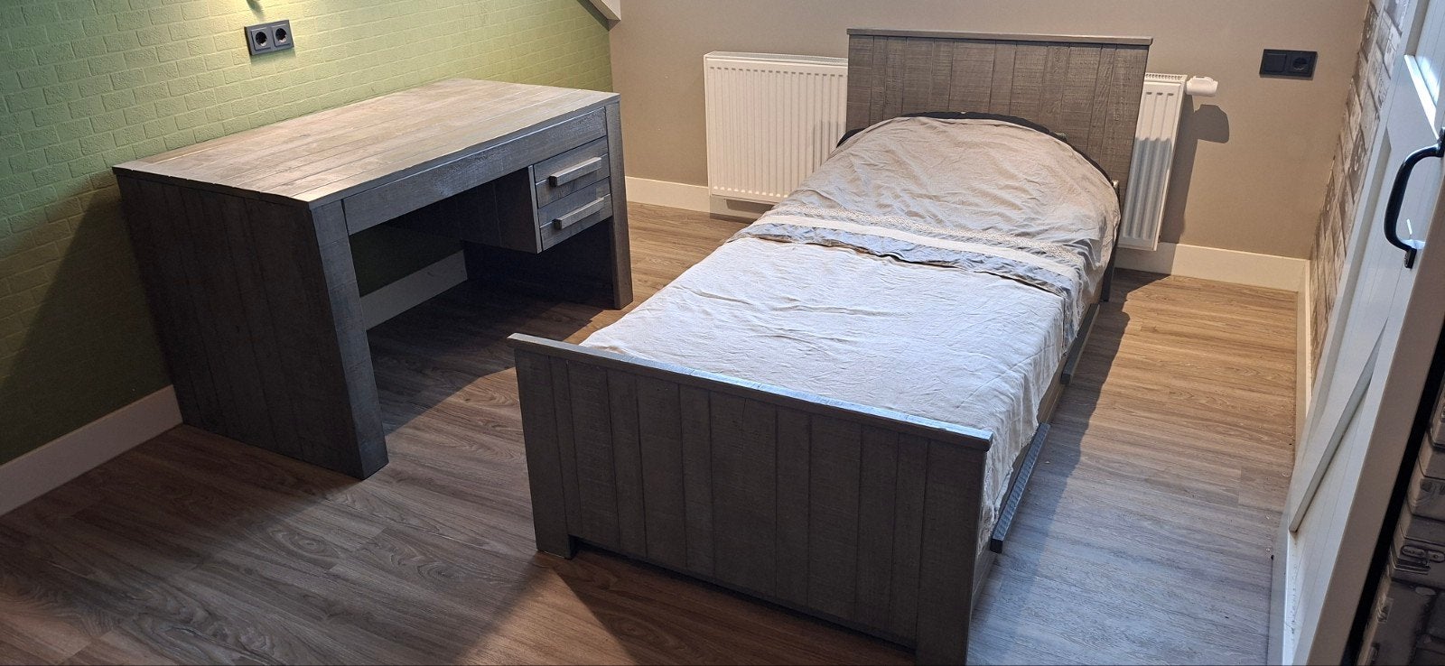 Complete Stoere Tienerkamer - Bed, Bureau, Kledingkast, Ophalen, Gebruikt, 90 cm, Eenpersoons