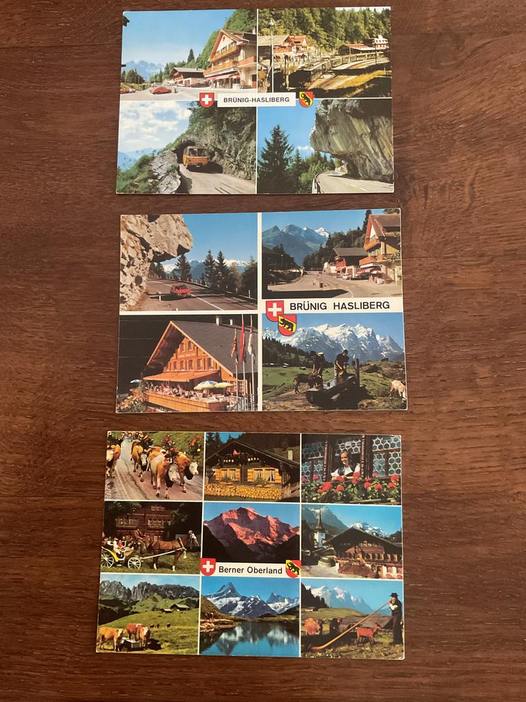3 Ansichtkaarten Zwitserland - Brünig, Hasliberg, Wetterhorn, Ophalen of Verzenden, 1960 tot 1980, Ongelopen, Overig Europa