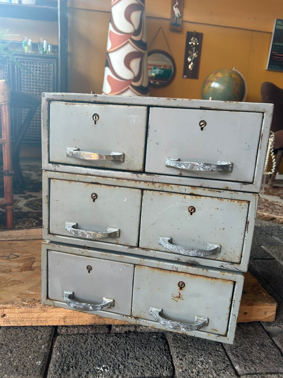 Gave vintage/ industrieel metalen ladekast, Ophalen, Vintage, ?, Zo goed als nieuw