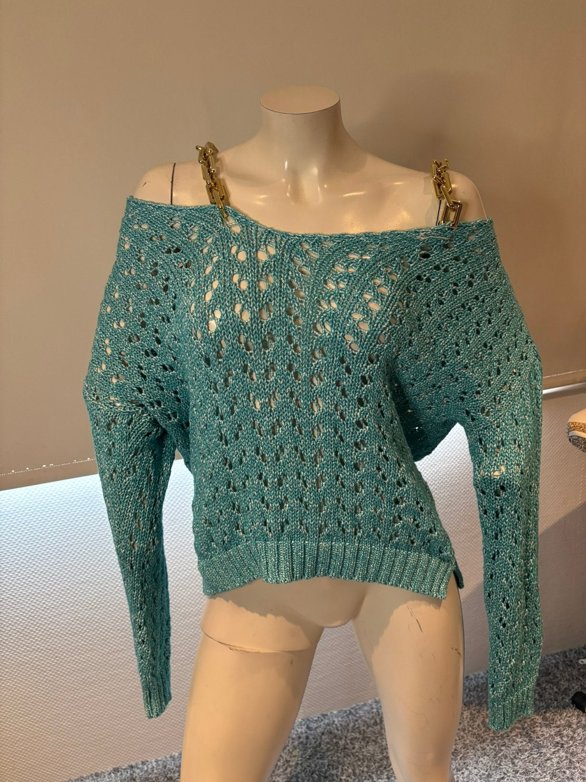 Odi et amo trui met ketting onesize, Kleding | Dames, Truien en Vesten, Blauw, ., Maat 42/44 (L), Ophalen of Verzenden