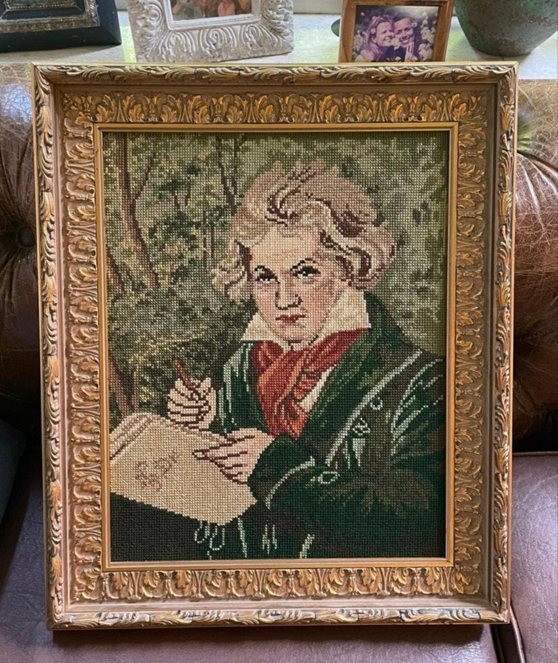 Goudkleurige lijst met gobelin wandkleed Beethoven, Ophalen