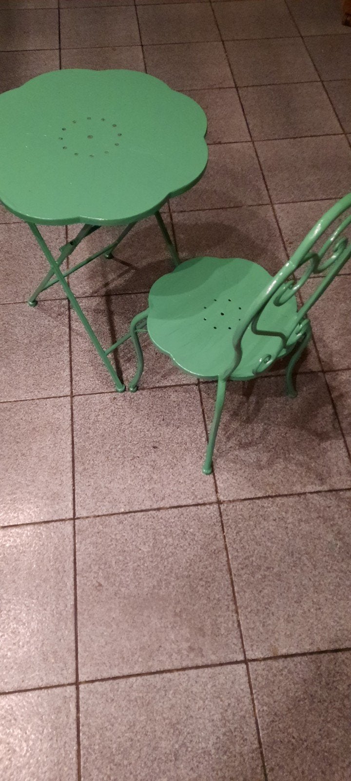 Groene bistro set - tuinset met tafel en stoel, Overige materialen, Nieuw, Tuinset, Eettafel