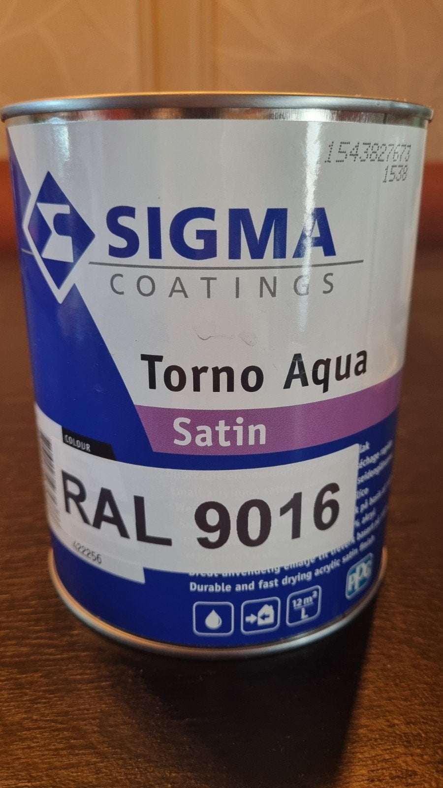 (Nieuw) Sigma Torno Aqua Satin Verkeerswit RAL 9016 - 1L, Wit, Nieuw, Ophalen of Verzenden, Lak