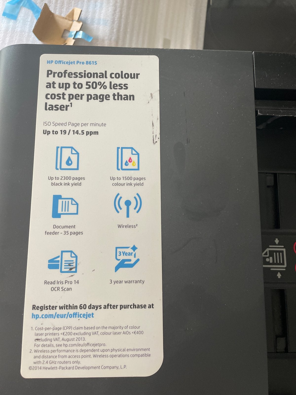 HP OfficeJet Pro 8615 All-in-One Printer defect., Gebruikt, Faxen, Inkjetprinter, All-in-one