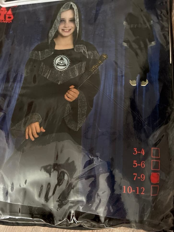 Halloween Illuminati Kostuum met Zwaard, Ophalen of Verzenden, Zo goed als nieuw, 122 t/m 128, Jongen of Meisje