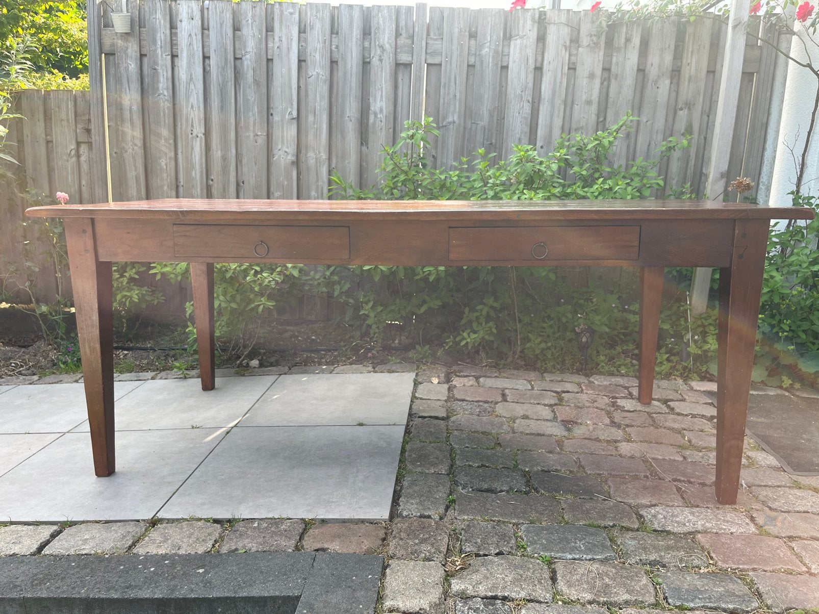 Mooie tropisch hardhout eettafel, Huis en Inrichting, Tafels | Eettafels, Teakhout, Zo goed als nieuw, Vijf personen of meer, 150 tot 200 cm