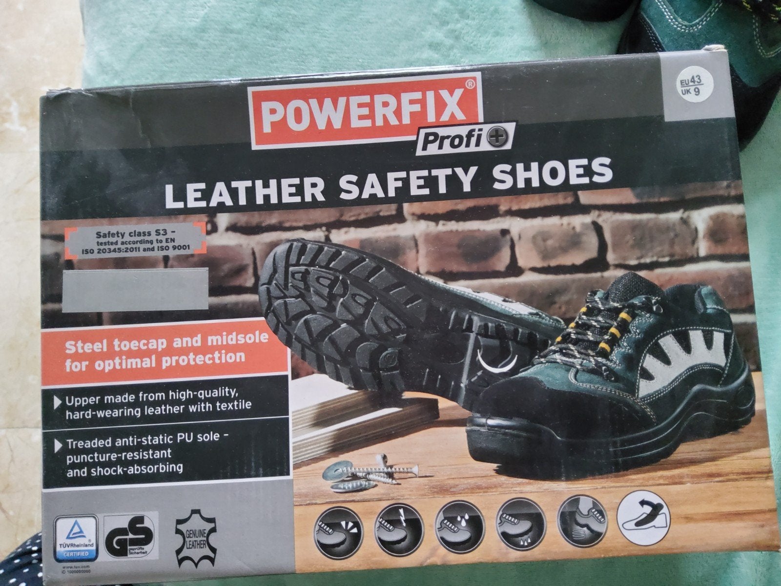 POWERFIX Profi Leren Veiligheidsschoenen - Maat 43, Ophalen of Verzenden, Nieuw