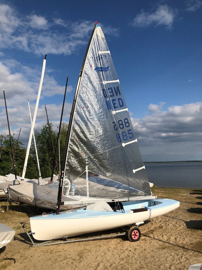 FINN Devoti Classica (ISAF 2815 uit 2003 - NED 967), Watersport en Boten, Polyester, Overige merken, Ophalen, Roer