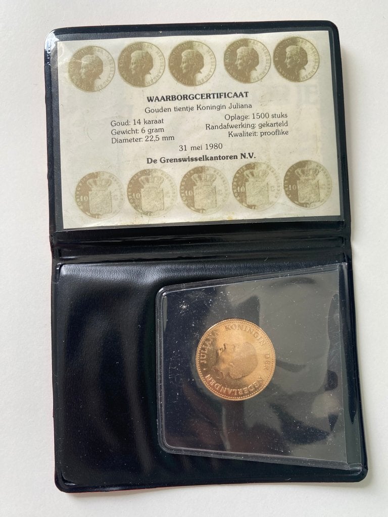 Gouden Tientje van Koningin Juliana 1980 - 14k - 6 gram, Koningin Juliana, Losse munt, 10 gulden, Goud