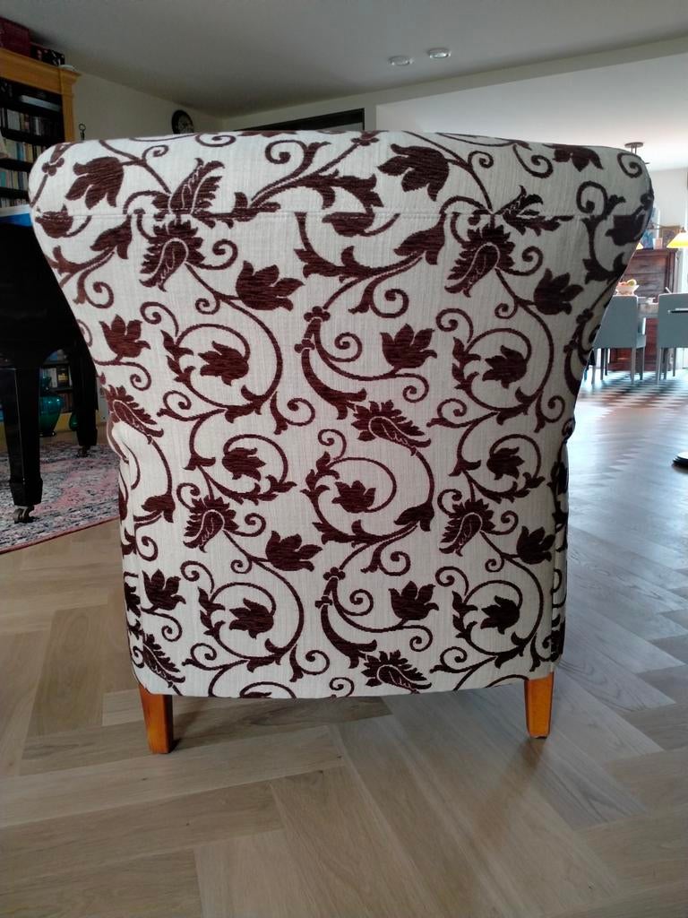 Comfortabele fauteuil met bloemmotief, Huis en Inrichting, Fauteuils, Ophalen, Gebruikt, 75 tot 100 cm, Stof
