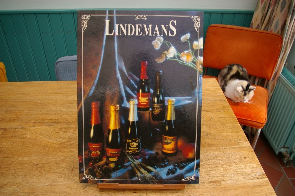 LindemanS oude bierreclame, Verzamelen, Biermerken, Ophalen of Verzenden, Gebruikt, Reclamebord, Plaat of Schild, Overige merken