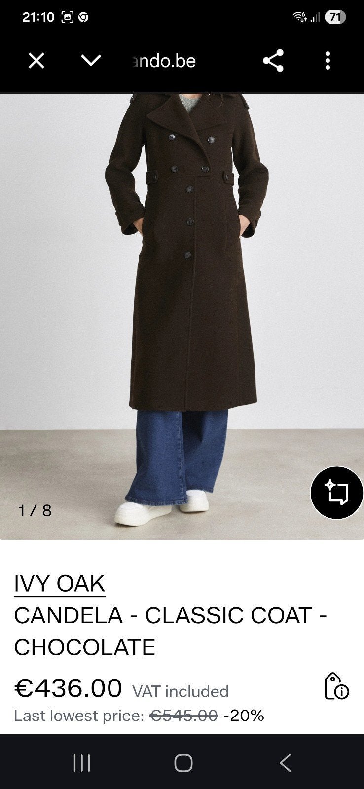 Nieuwe IVY OAK Candela Classic Coat - Chocolade, Bruin, Nieuw, Ophalen of Verzenden, Maat 46/48 (XL) of groter