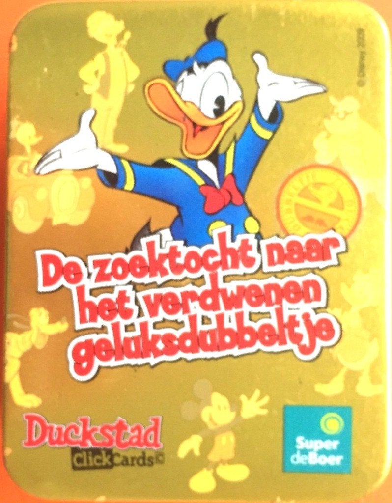 Het Geluksdubbeltje - Donald Duck - KWARTET -  in blikje., Verzamelen, Disney, Ophalen of Verzenden, Donald Duck, Nieuw, Beeldje of Figuurtje