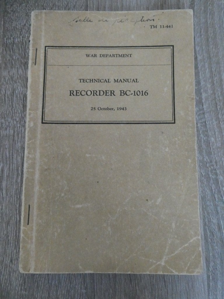 Engels voorschrift Recorder BC-1016, 1943., Ophalen of Verzenden, Landmacht, Engeland, Boek of Tijdschrift