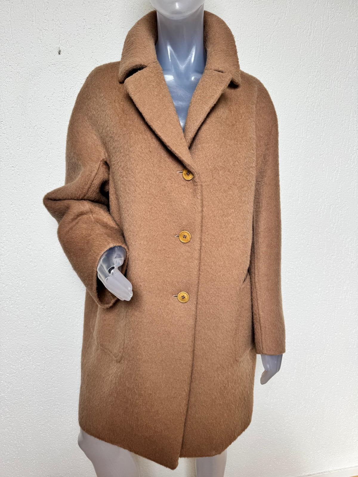 Max Mara wollen camel mantel - EU 42, Verzenden, Zo goed als nieuw, Maat 42/44 (L), Bruin