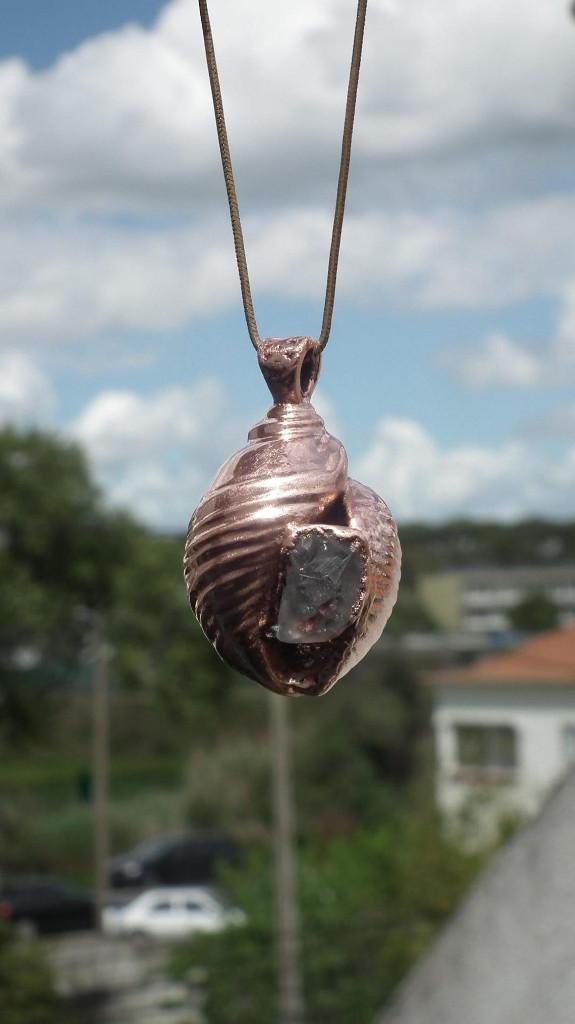 Electroformed Koperen Herkimer Diamant hanger, Verzenden, Mineraal